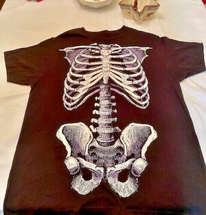 Halloween Skeleton Shirt - Glow in The Dark Tee Size Large